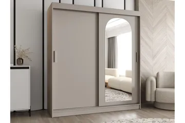 Tallmo Garderob med Spegel 180x200 cm i Målat Trä - Beige - Förvaring - Sko- & klädförvaring - Garderober & garderobssystem