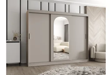 Tallmo Garderob med Spegel 250x200 cm i Målat Trä - Beige - Förvaring - Sko- & klädförvaring - Garderober & garderobssystem