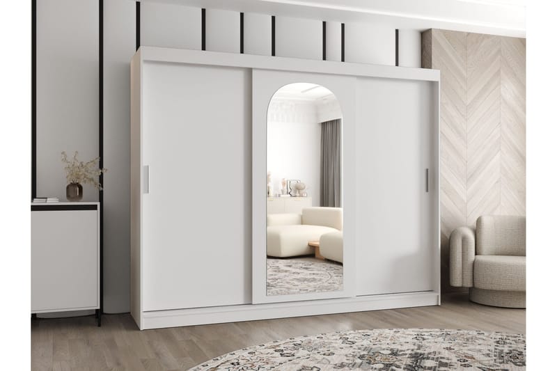 Tallmo Garderob med Spegel 250x200 cm i Målat Trä - Grå - Förvaring - Sko- & klädförvaring - Garderober & garderobssystem