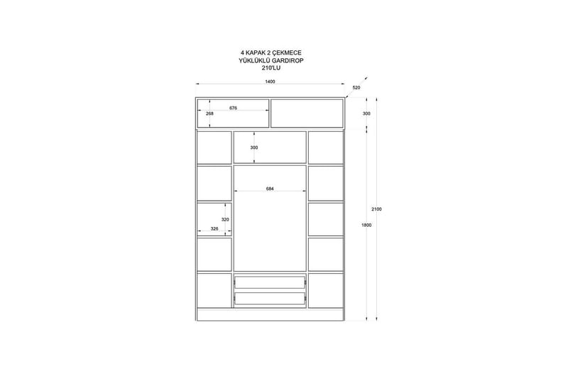 Talren Garderob 140x210 cm - Matt Vit - Förvaring - Sko- & klädförvaring - Garderober & garderobssystem