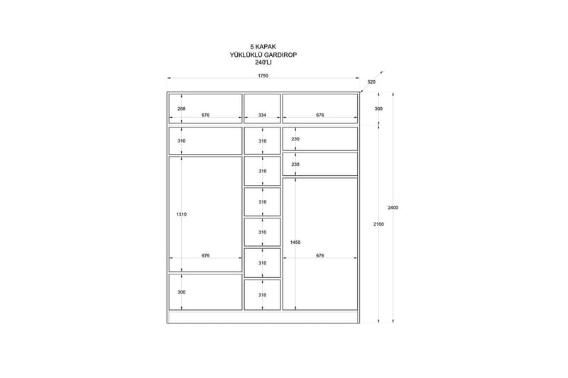 Talren Garderob 175x240 cm - Matt Vit - Förvaring - Skåp - Garderobsskåp