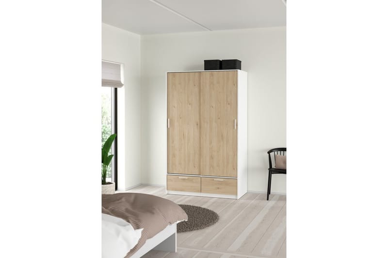 Tetsu Garderob 121x200 cm - Vit/Natur - Förvaring - Sko- & klädförvaring - Garderober & garderobssystem