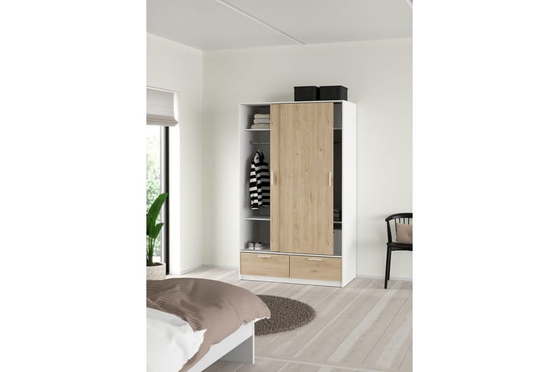 Tetsu Garderob 121x200 cm - Vit/Natur - Förvaring - Sko- & klädförvaring - Garderober & garderobssystem