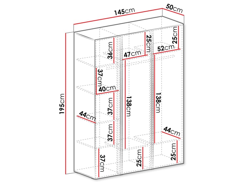 Travic Garderob 145 cm - Förvaring - Sko- & klädförvaring - Garderober & garderobssystem