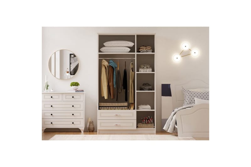 Travric Garderob 105x180 cm - Matt Vit - Förvaring - Sko- & klädförvaring - Garderober & garderobssystem