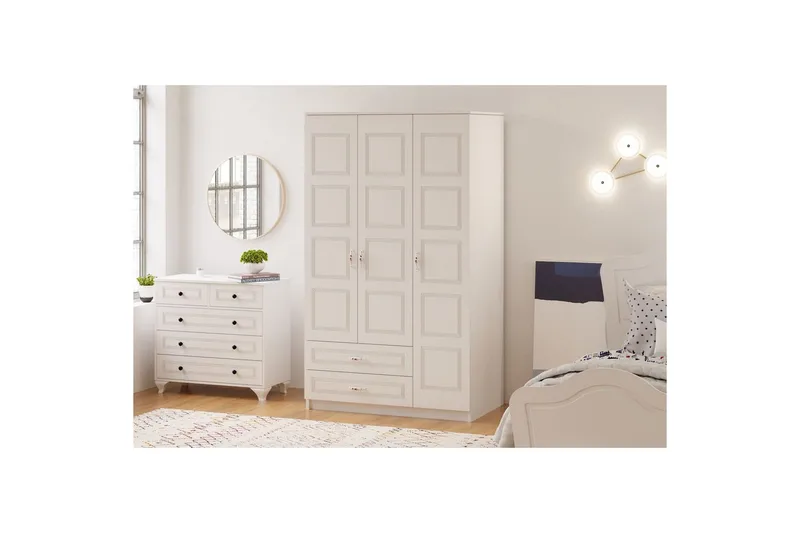 Travric Garderob 105x180 cm - Matt Vit - Förvaring - Sko- & klädförvaring - Garderober & garderobssystem