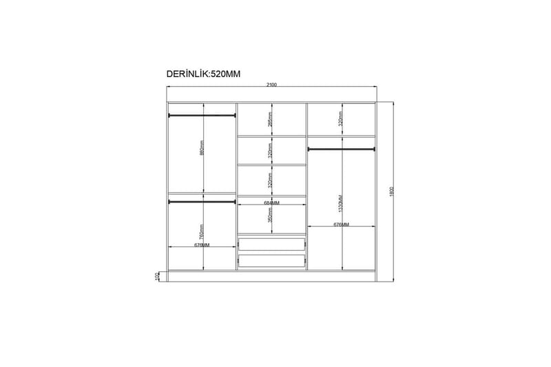 Travric Garderob 210x180 cm - Matt Vit - Förvaring - Sko- & klädförvaring - Garderober & garderobssystem