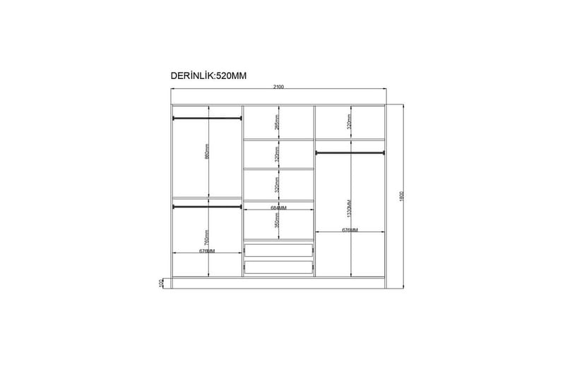 Travric Garderob 210x180 cm - Matt Vit - Förvaring - Sko- & klädförvaring - Garderober & garderobssystem