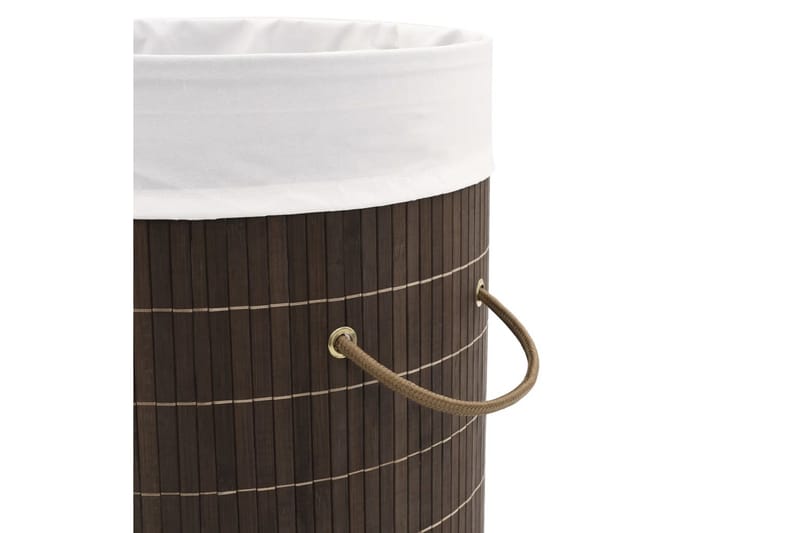 Tvättkorg i bambu rund mörkbrun - Brun - Badrumstillbehör - Tvättkorgar