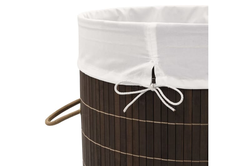 Tvättkorg i bambu rund mörkbrun - Brun - Badrumstillbehör - Tvättkorgar