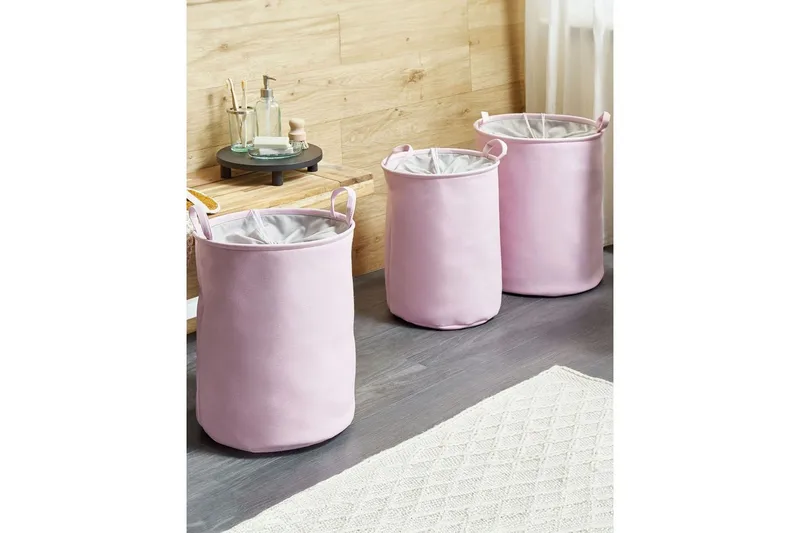 Tvättkorgar Archa set om 3 Rosa/grå - Rosa/grå - Förvaring - Sko- & klädförvaring - Tvättkorgar
