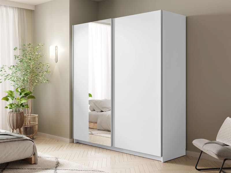 Tyrelon Garderob med spegel 181x198 cm - vit - Förvaring - Sko- & klädförvaring - Garderober & garderobssystem