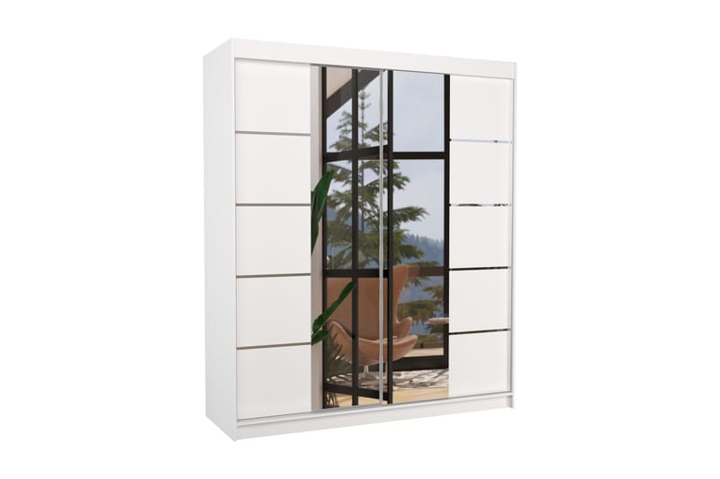 USAGO Garderob med Spegel 180x215 cm Vit - Garderober & garderobssystem