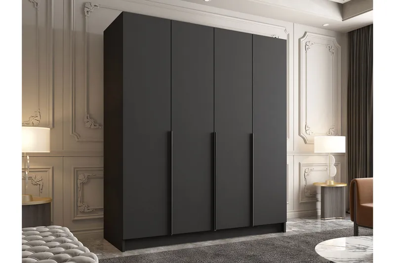 Vadstena Garderob 200 cm - Svart - Förvaring - Sko- & klädförvaring - Garderober & garderobssystem