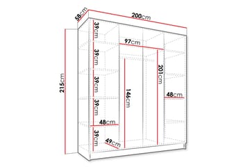 Vadstena Garderob 200 cm - Svart/Guld - Förvaring - Sko- & klädförvaring - Garderober & garderobssystem