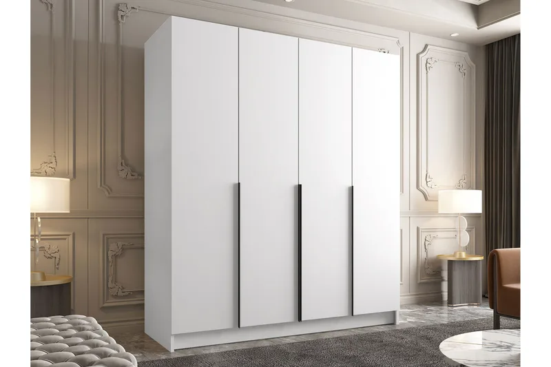 Vadstena Garderob 200 cm - Vit/Svart - Förvaring - Sko- & klädförvaring - Garderober & garderobssystem