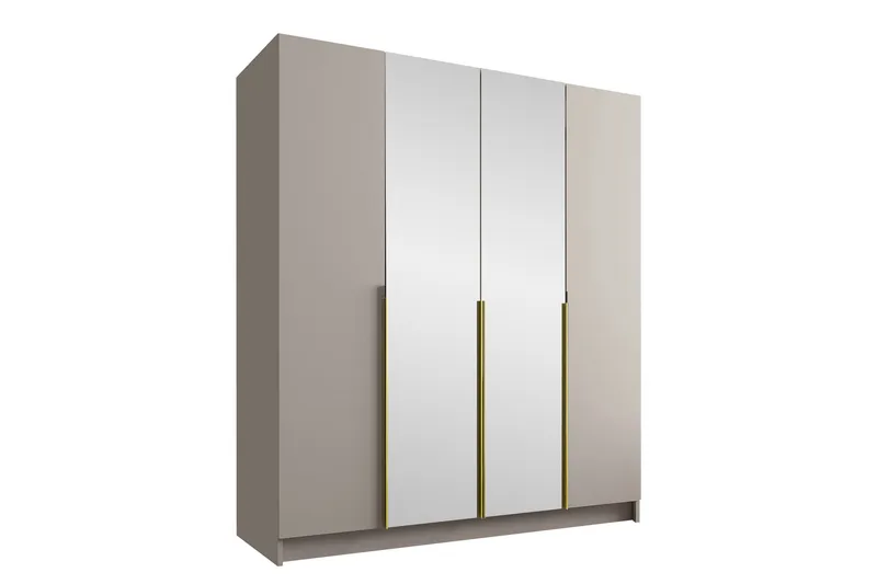 Vadstena Garderob med Spegel 200 cm - Kashmir/Guld - Förvaring - Sko- & klädförvaring - Garderober & garderobssystem