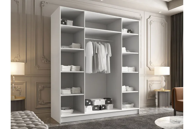 Vadstena Garderob med Spegel 200 cm - Svart - Förvaring - Sko- & klädförvaring - Garderober & garderobssystem