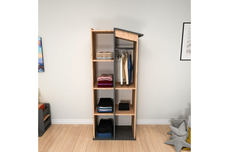 Valerin Garderob 72x179,8 cm - Brun/Antracit - Förvaring - Sko- & klädförvaring - Garderober & garderobssystem