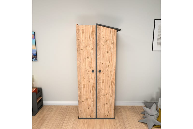 Valerin Garderob 72x179,8 cm - Brun/Antracit - Förvaring - Sko- & klädförvaring - Garderober & garderobssystem