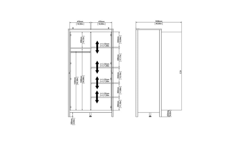 Vallvidera Garderob 102,3x199 cm - Svart - Förvaring - Sko- & klädförvaring - Garderober & garderobssystem