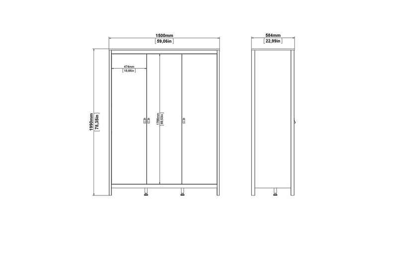 Vallvidera Garderob 150x199 cm - Svart - Förvaring - Sko- & klädförvaring - Garderober & garderobssystem