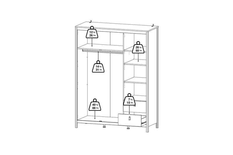 Vallvidera Garderob med Spegel 150x199 cm - Beige - Förvaring - Sko- & klädförvaring - Garderober & garderobssystem