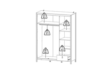 Vallvidera Garderob med Spegel 150x199 cm - Beige - Förvaring - Sko- & klädförvaring - Garderober & garderobssystem