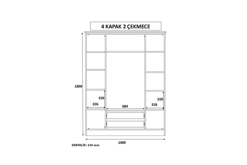 Varin Garderob 140x180 cm - Matt Vit - Förvaring - Sko- & klädförvaring - Garderober & garderobssystem