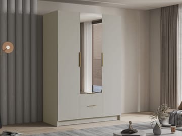 Varros Garderob med Spegel 150x216 cm - Beige - Förvaring - Sko- & klädförvaring - Garderober & garderobssystem