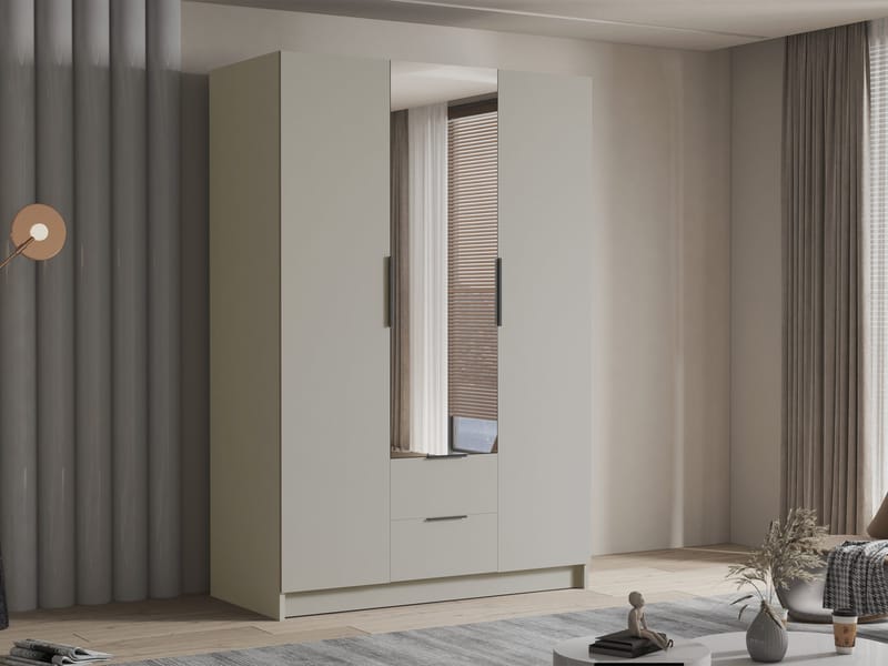 Varros Garderob med Spegel 150x216 cm - Beige - Förvaring - Sko- & klädförvaring - Garderober & garderobssystem