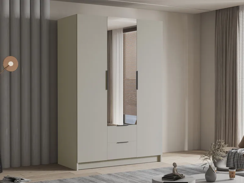 Varros Garderob med Spegel 150x216 cm - Beige - Förvaring - Sko- & klädförvaring - Garderober & garderobssystem