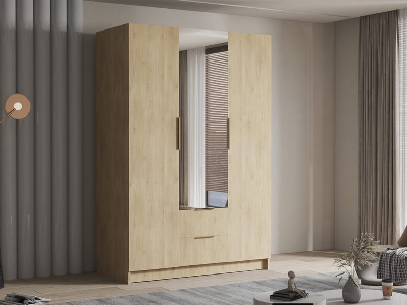 Varros Garderob med Spegel 150x216 cm - Brun - Förvaring - Sko- & klädförvaring - Garderober & garderobssystem