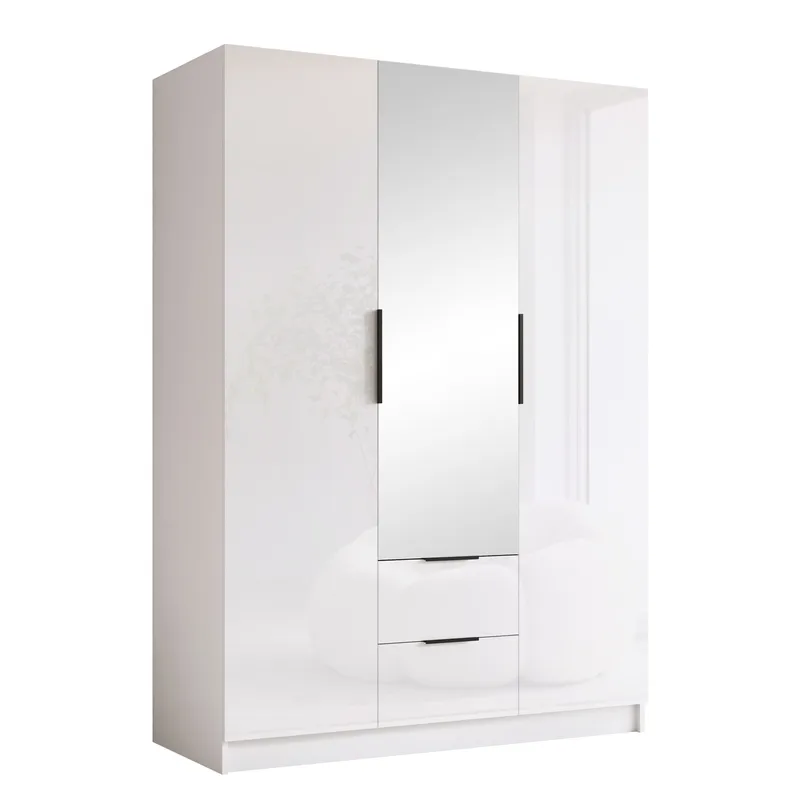 Varros garderob med spegel 150x216 cm, Svart, vit