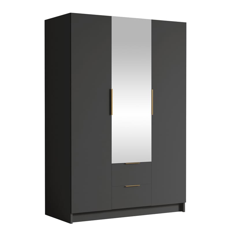 Varros Garderob med Spegel 150x216 cm - Svart - Förvaring - Sko- & klädförvaring - Garderober & garderobssystem