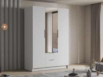 Varros Garderob med Spegel 150x216 cm - Vit - Förvaring - Sko- & klädförvaring - Garderober & garderobssystem