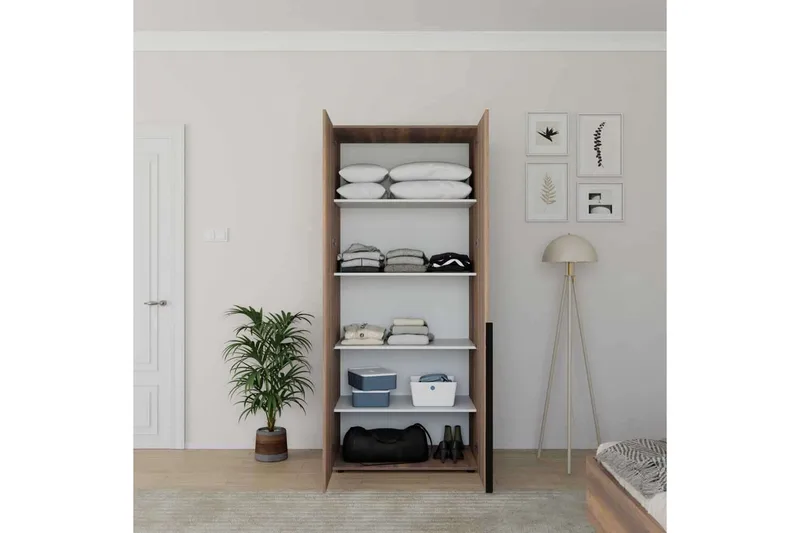 Vornic Garderob 90x210 cm - Valnöt - Förvaring - Sko- & klädförvaring - Garderober & garderobssystem