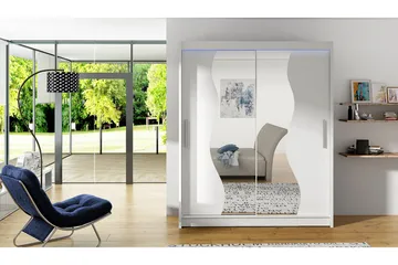 Westa Garderob 150x58x200 cm med LED - Vit - Förvaring - Sko- & klädförvaring - Garderober & garderobssystem