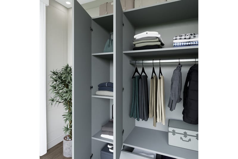 Yaman Garderob 120x181 cm - Grå - Förvaring - Sko- & klädförvaring - Garderober & garderobssystem