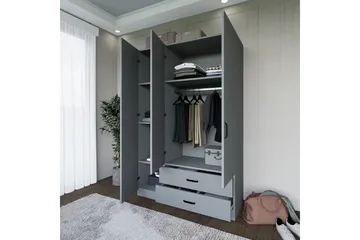 Yaman Garderob 120x181 cm - Grå - Förvaring - Sko- & klädförvaring - Garderober & garderobssystem