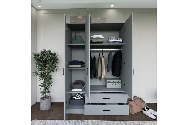 Yaman Garderob 120x181 cm - Grå - Förvaring - Sko- & klädförvaring - Garderober & garderobssystem