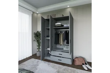 Yaman Garderob 120x181 cm - Grå - Förvaring - Sko- & klädförvaring - Garderober & garderobssystem