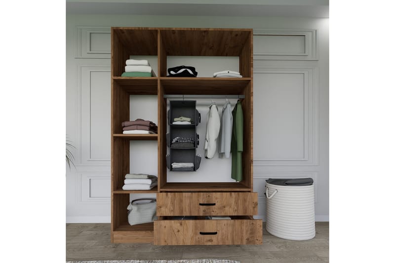 Yaman Garderob 120x181 cm - Valnöt - Förvaring - Sko- & klädförvaring - Garderober & garderobssystem
