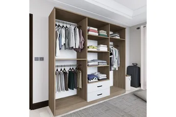 Yaman Garderob 180x190 cm - Ljusbrun - Förvaring - Sko- & klädförvaring - Garderober & garderobssystem