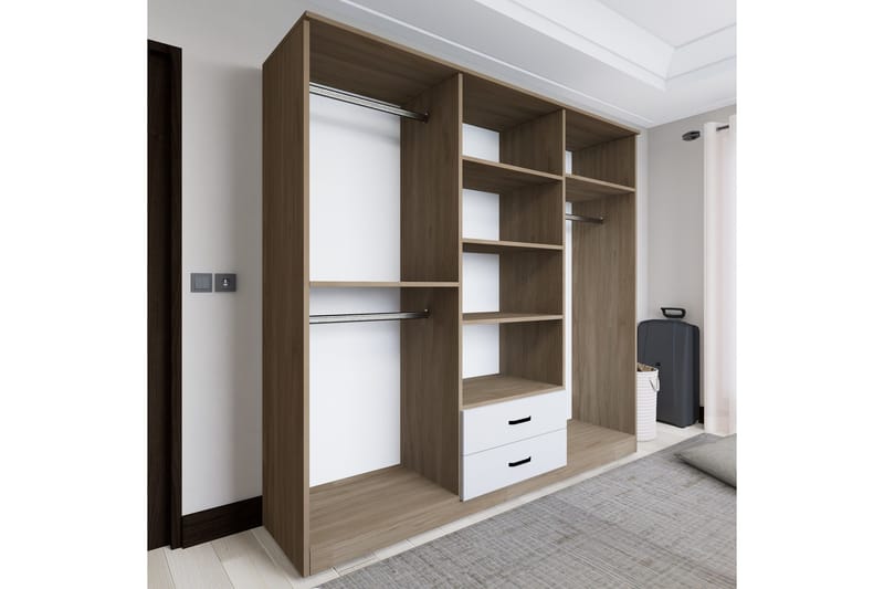 Yaman Garderob 180x190 cm - Ljusbrun - Förvaring - Sko- & klädförvaring - Garderober & garderobssystem