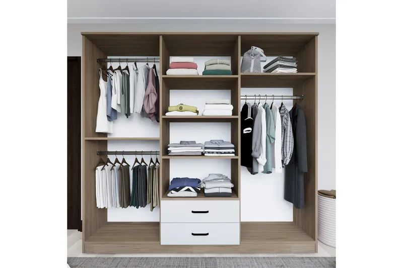 Yaman Garderob 180x190 cm - Ljusbrun - Förvaring - Sko- & klädförvaring - Garderober & garderobssystem