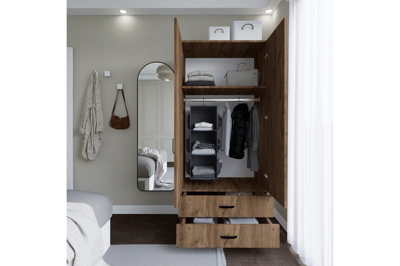 Yaman Garderob 80x182 cm - Brun - Förvaring - Sko- & klädförvaring - Garderober & garderobssystem