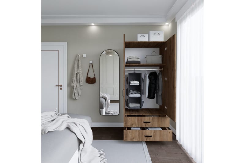 Yaman Garderob 80x182 cm - Brun - Förvaring - Sko- & klädförvaring - Garderober & garderobssystem