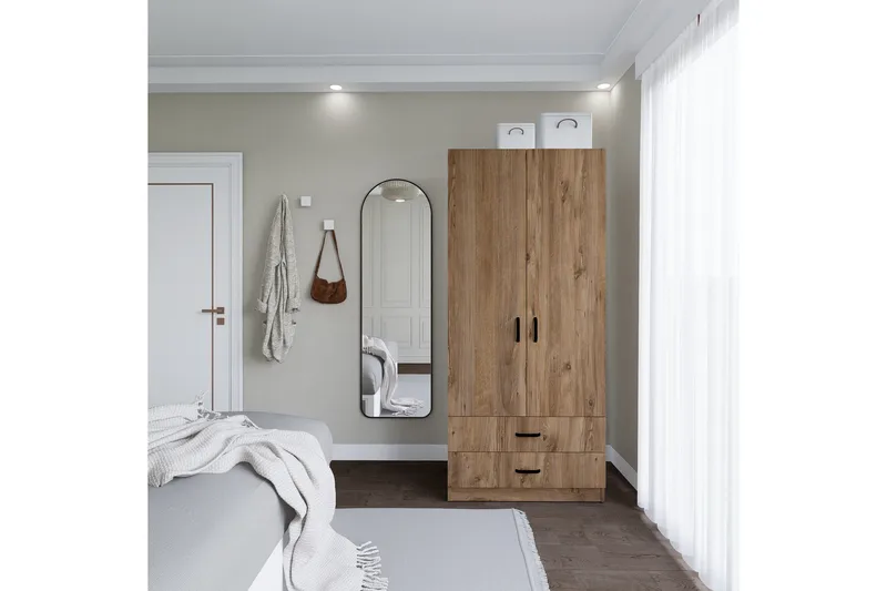 Yaman Garderob 80x182 cm - Brun - Förvaring - Sko- & klädförvaring - Garderober & garderobssystem