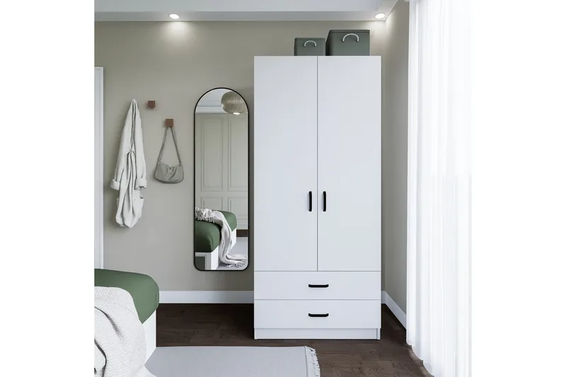 Yaman Garderob 80x182 cm - Mattvit - Förvaring - Sko- & klädförvaring - Garderober & garderobssystem